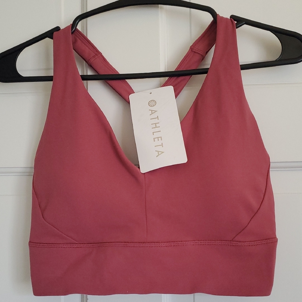 NWT Athleta Transcend Plunge Bra Sz S Rose